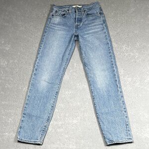 Levis Wedgie Straight Jeans Womens Size 24 Blue High Rise Button Fly Stretch